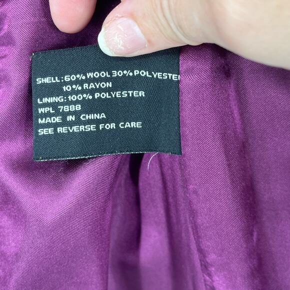 Y2K Miss Sixty Wool Military Hooded Pea Coat Sz S Double Breasted Goth Academia - Picture 12 of 12